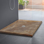 Noce Brown Travertine Square Shower Base Hand-carved from Solid Travertine Block (W)36" (L)36"