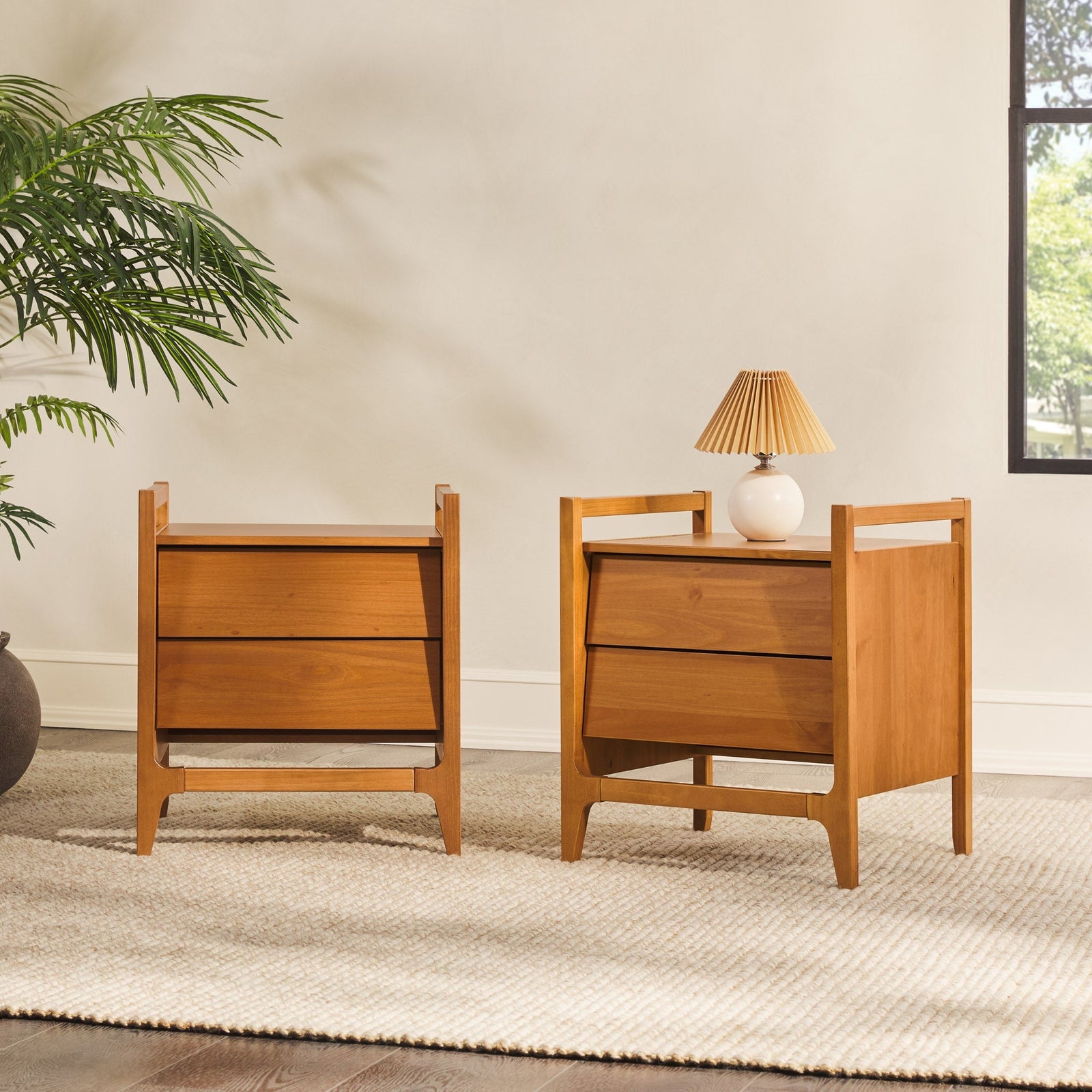 Oswald Mid-Century Modern 2-Drawer Wood Nightstand