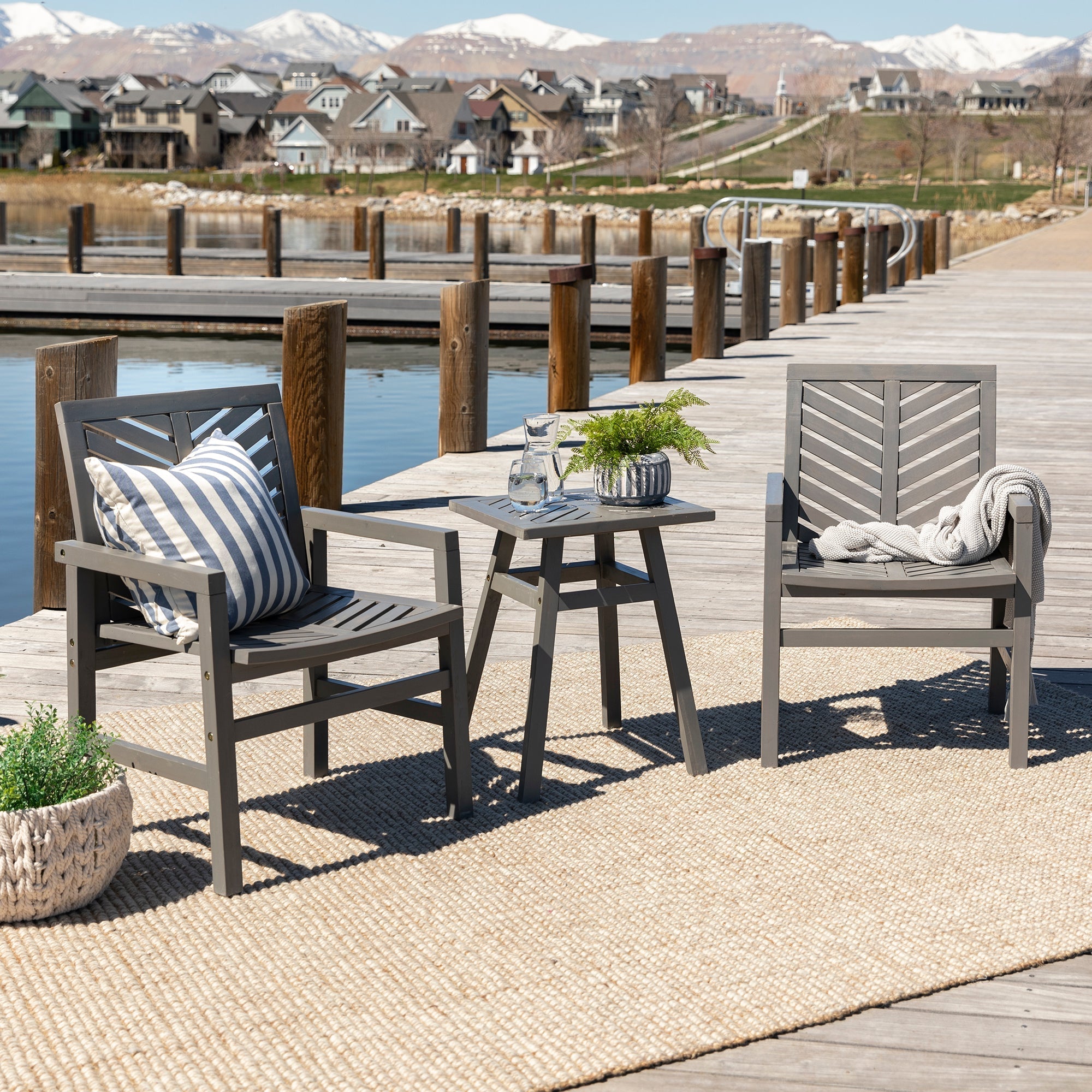 Vincent 3-Piece Chevron Outdoor Patio Chat Set