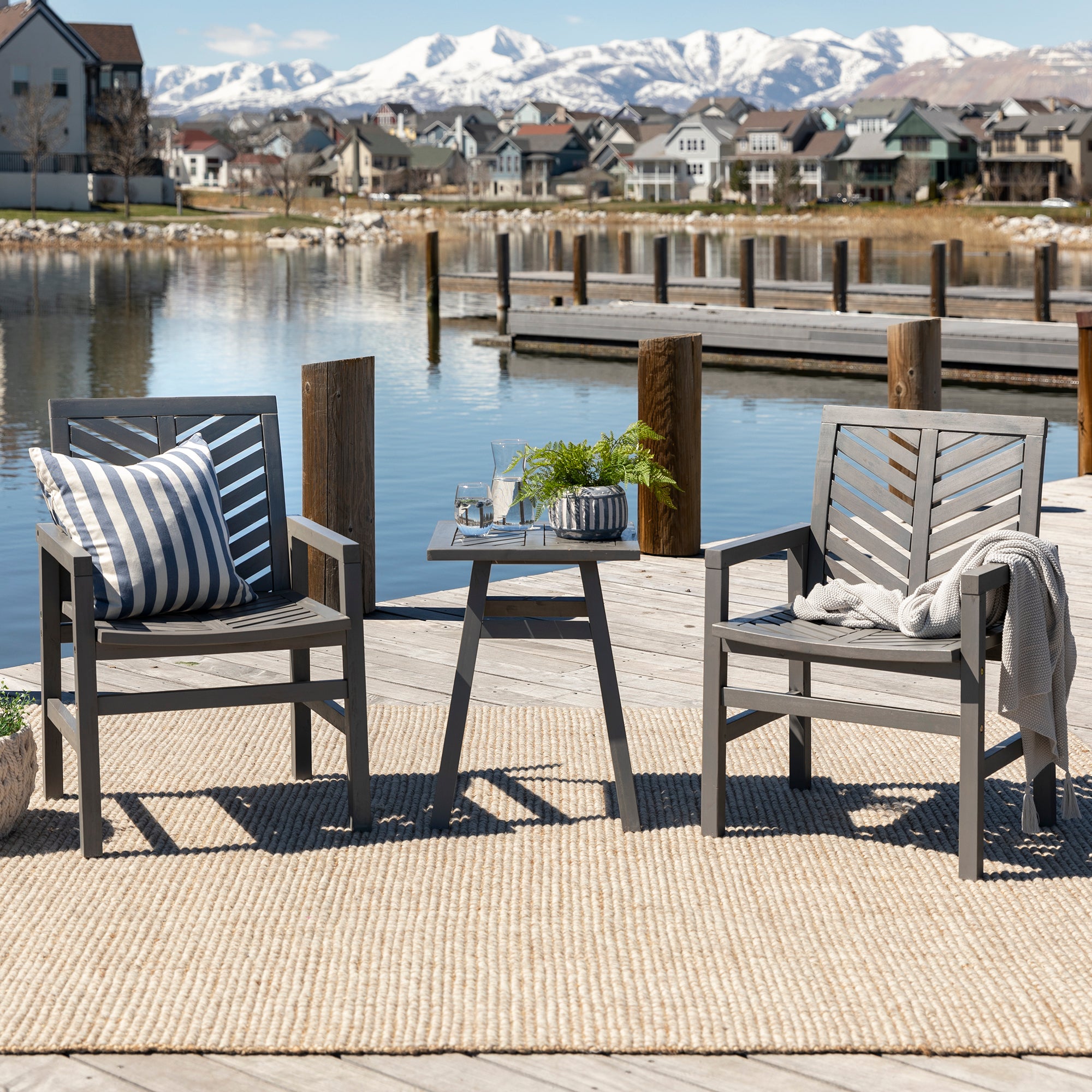 Vincent 3-Piece Chevron Outdoor Patio Chat Set