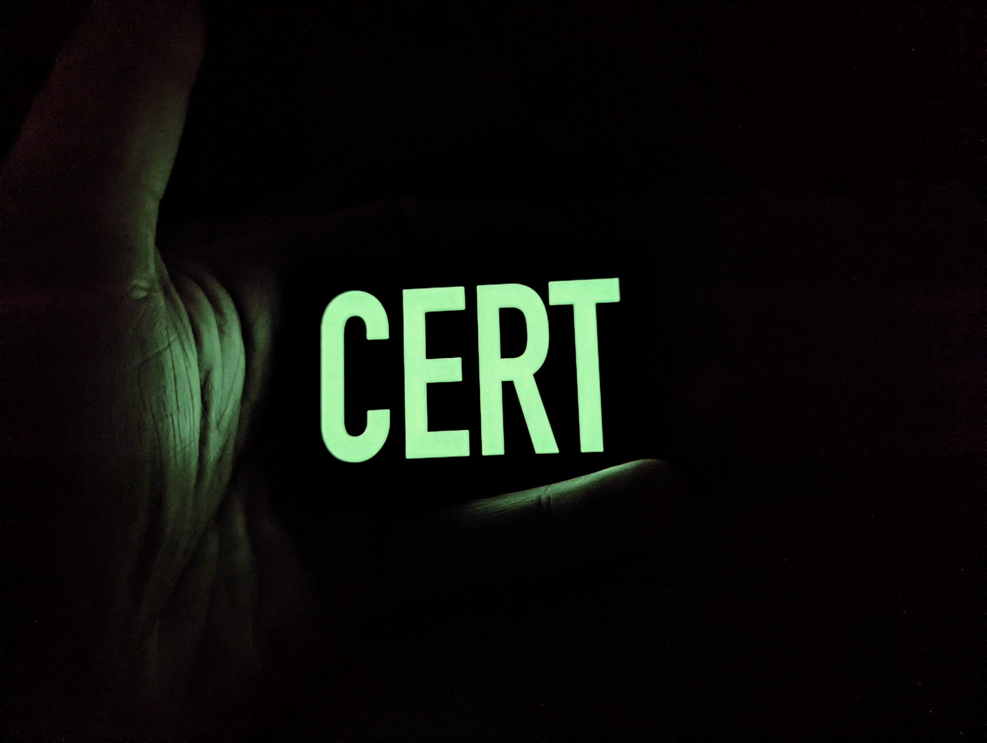 "CERT" 2"X3" PVC Glow Patch