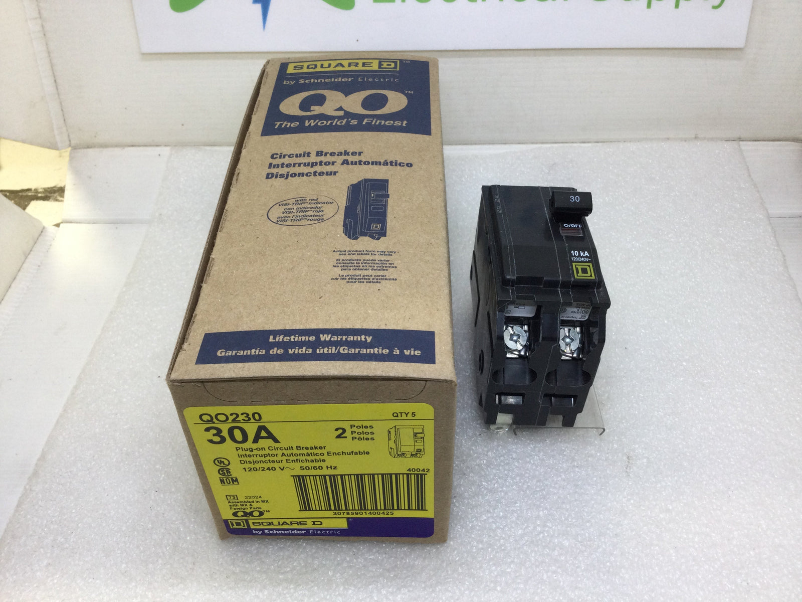 Square D QO230 30 Amp 2 Pole 120/240V Type QO Circuit Breaker - Yellow Face