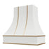 Primed Range Hood With Curved Front, Brass Strapping and Block Trim - 30", 36", 42", 48", 54" and 60" Widths Available