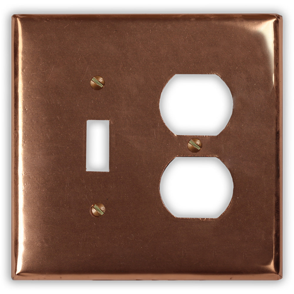 Raw Copper - 1 Toggle / 1 Duplex Wallplate