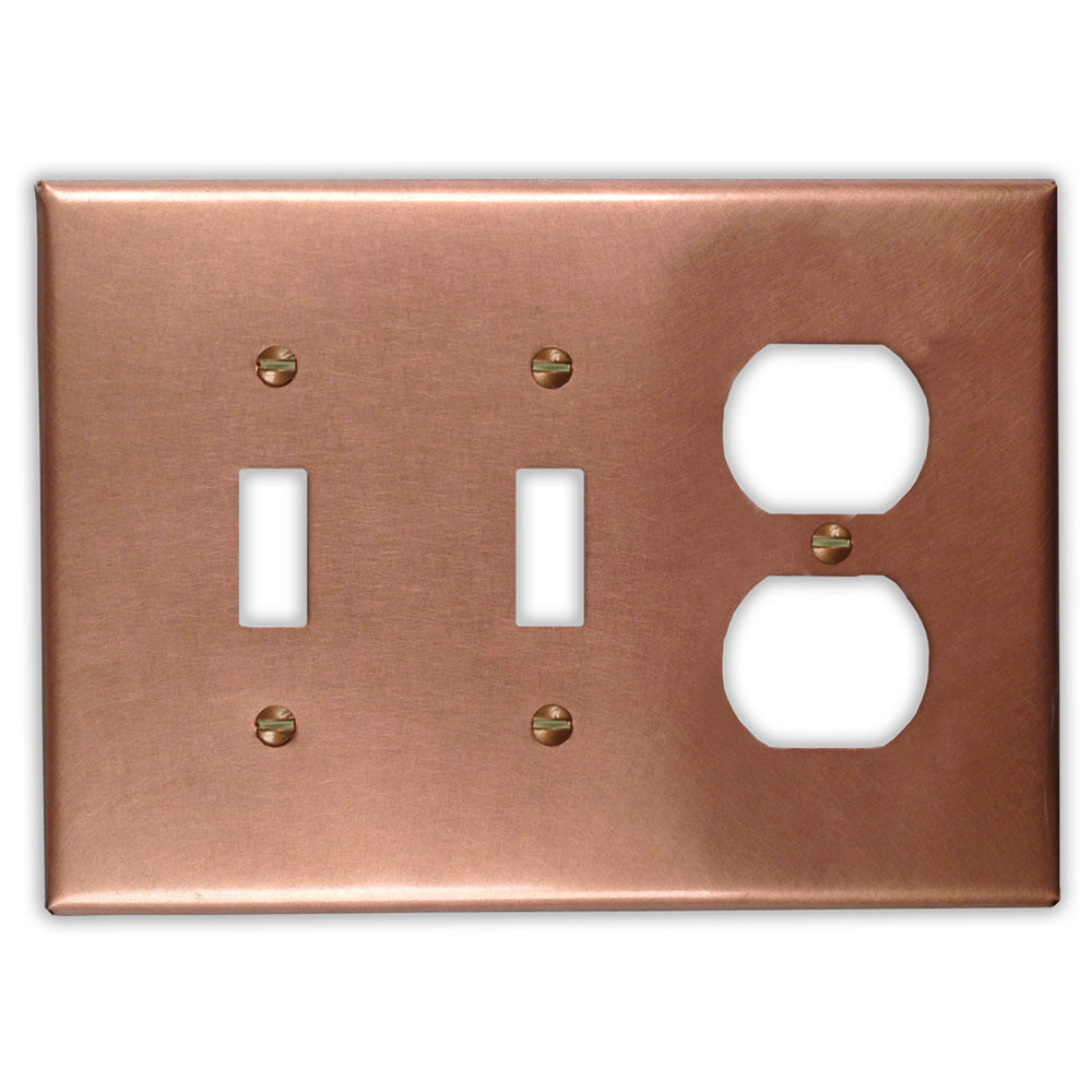 Raw Copper - 2 Toggle / 1 Duplex Wallplate