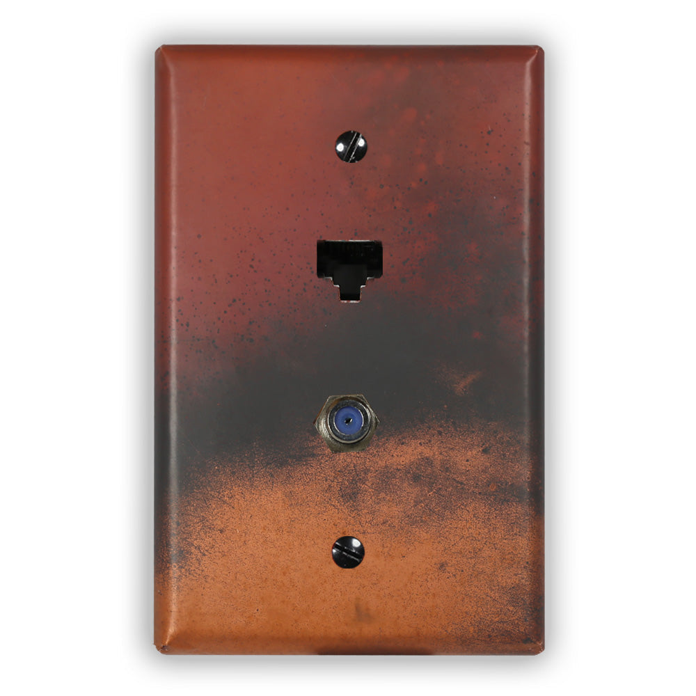 Red and Black Copper - 1 Data Jack / 1 Cable Jack Wallplate