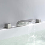 Brushed Gold or Matte Black Or Brushed Nickel Waterfall Bathroom Sink Faucet with 3 Holes, 2 Handles and Pop-Up Drain