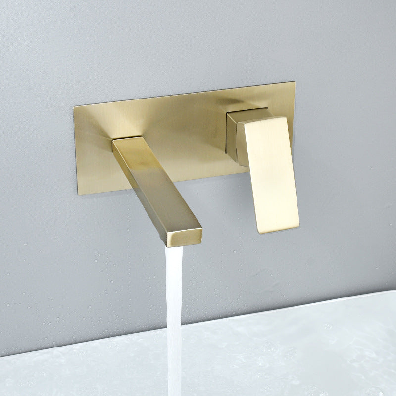 Brushed Gold wall mount bathroom sink basin faucet with pop up drain