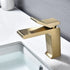 Brushed Gold Bathroom Sink Faucet single handle with pop up overflow brass drain