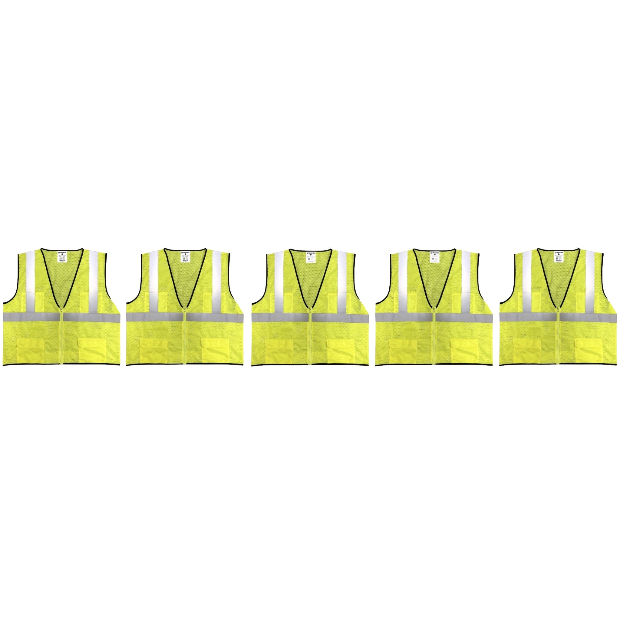 Safety Main 05EAMYZ Economy Vest, Class 2, All Mesh, Hi-Vis Yellow, Pack of 5