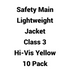 Safety Main 05LWJYB Lightweight Jacket, Class 3, Hi-Vis Yellow with Black Bottom, Pack of 10