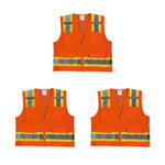 Safety Main 05TTSOZ Surveyor Vest, Class 2, Solid Front, Mesh Back, Hi-Vis Orange, Pack of 3