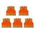 Safety Main 05TTSOZ Surveyor Vest, Class 2, Solid Front, Mesh Back, Hi-Vis Orange, Pack of 5