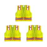 Safety Main 05TTSYZ Surveyor Vest, Class 2, Solid Front, Mesh Back, Hi-Vis Yellow, Pack of 3