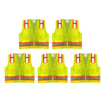 Safety Main 05TTSYZ Surveyor Vest, Class 2, Solid Front, Mesh Back, Hi-Vis Yellow, Pack of 5