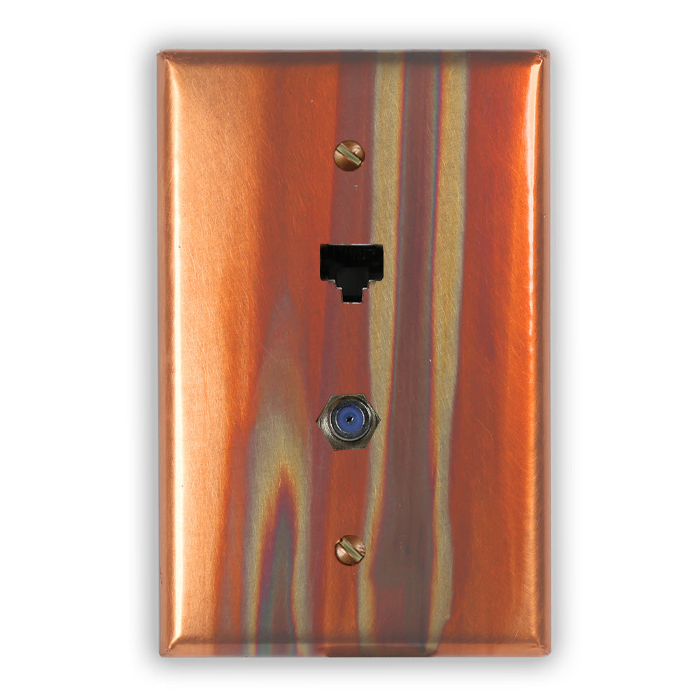 Placa de pared con 1 conector de datos y 1 conector de cable Stellar Copper