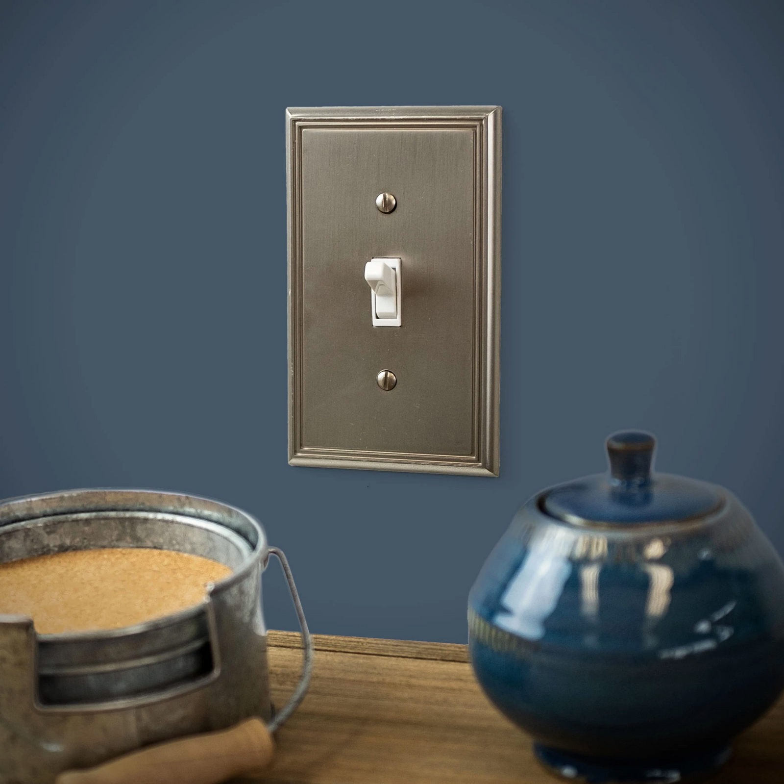 Metro Line Brushed Nickel Cast - 1 Duplex Wallplate