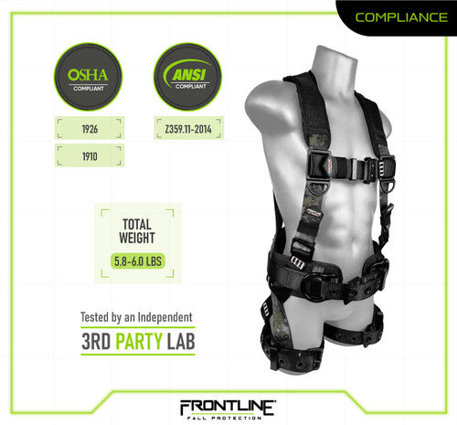 Frontline 110CTB-DC Digital Camo Full Body Harness with Aluminum Hardware and Suspension Trauma Straps S