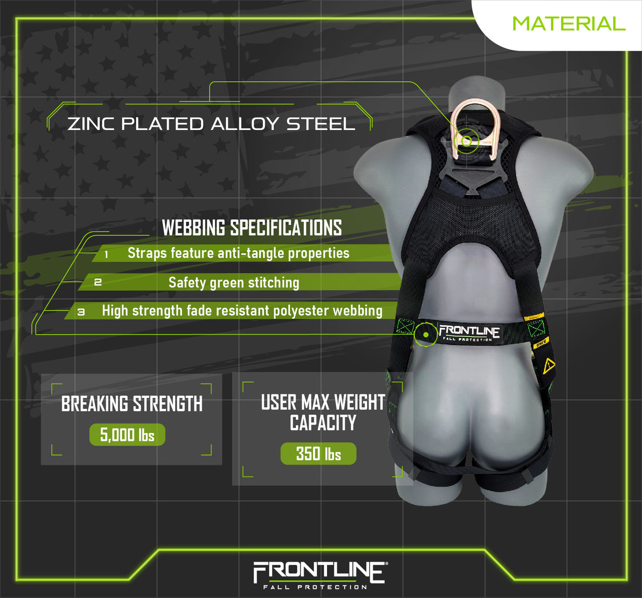 Frontline 310VQC Patriot Vest Style Harness with Airflo and Quick Connect Buckles - Made in USA XL