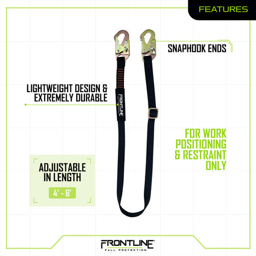 Frontline LPO61SADJ Combat 6' Positioning Adjustable Restraint Lanyard