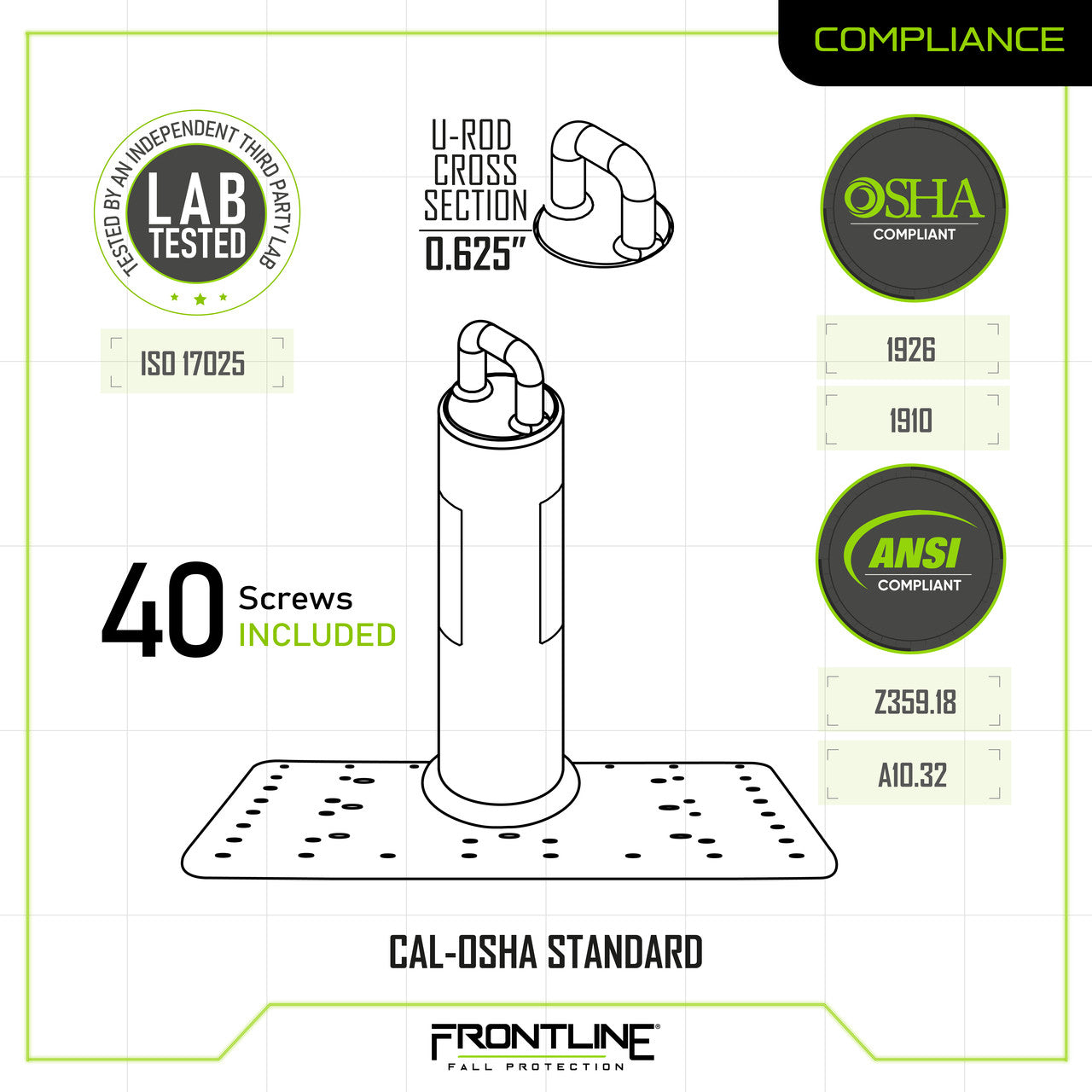 Frontline Commercial Roof Anchor CAL-OSHA Compliant 18