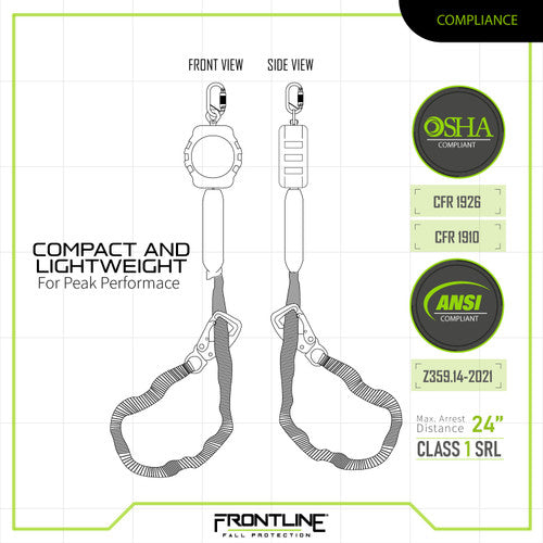 Frontline RPA092TB Tie Back Twin Leg Web 9' SRL with Tie Back Hook Ends