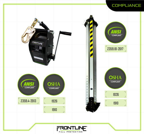 Frontline TAN10RU MEGApod Confined Space Kit 10' Aluminum Tripod with 60' Winch