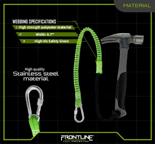 Frontline TLS15 ToolGrip Elastic Tool Tether 15 lbs with Steel Turn Lock Carabiner