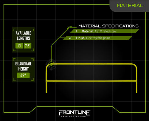 Frontline Guardrail Section for Concrete or Steel Substrates 10'