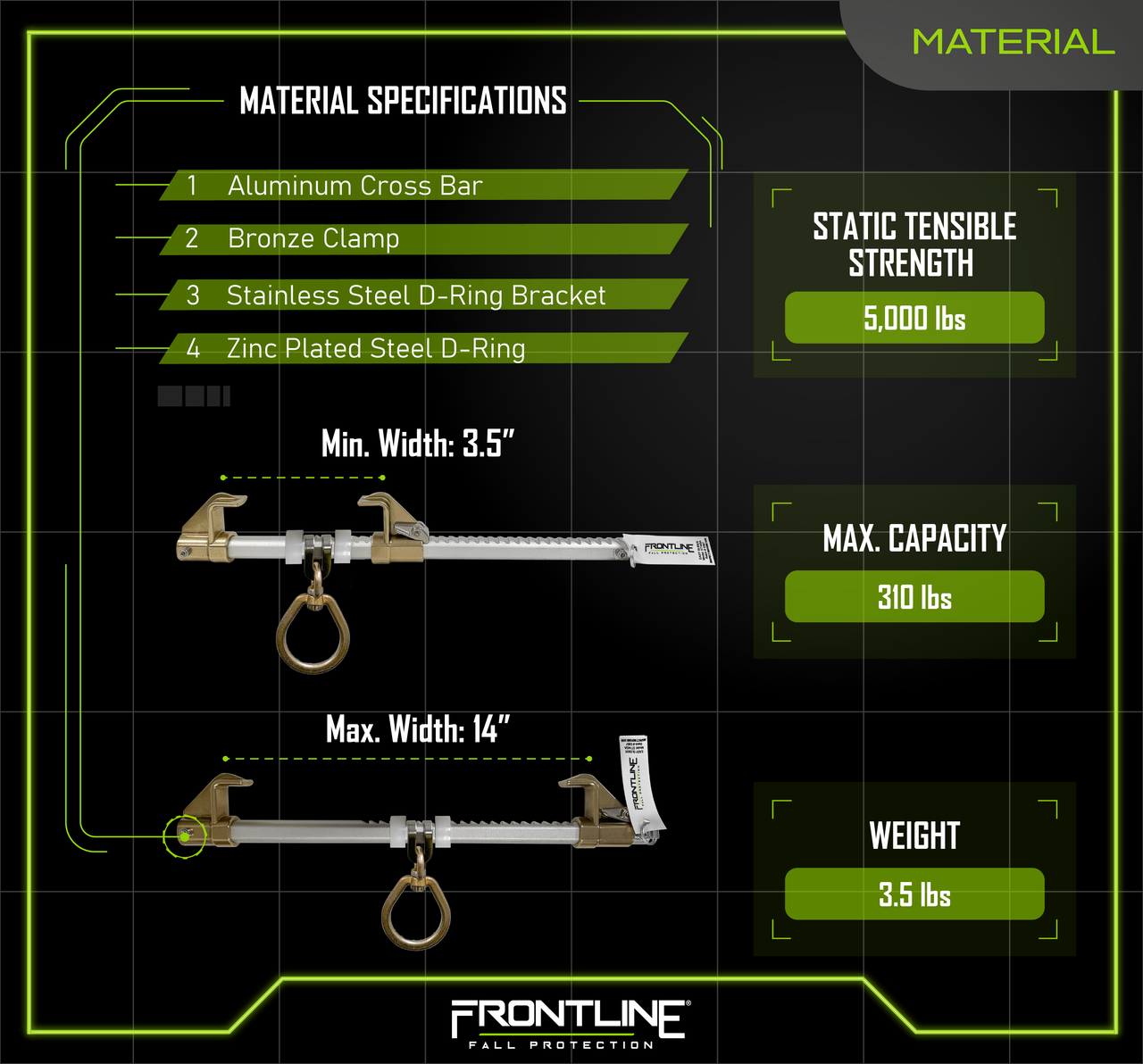 Frontline ST14SA Easy Slider Beam Walker Anchor for 3.5?? - 14?? Wide I-Beams