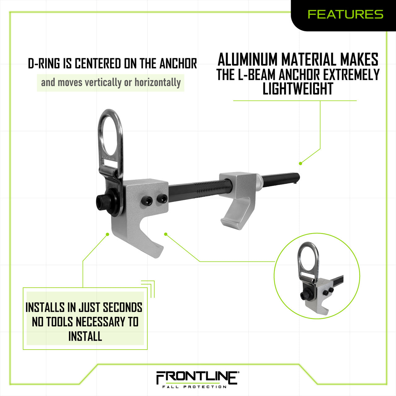 Frontline ST18AV Aluminum I-Beam Fixed Anchor