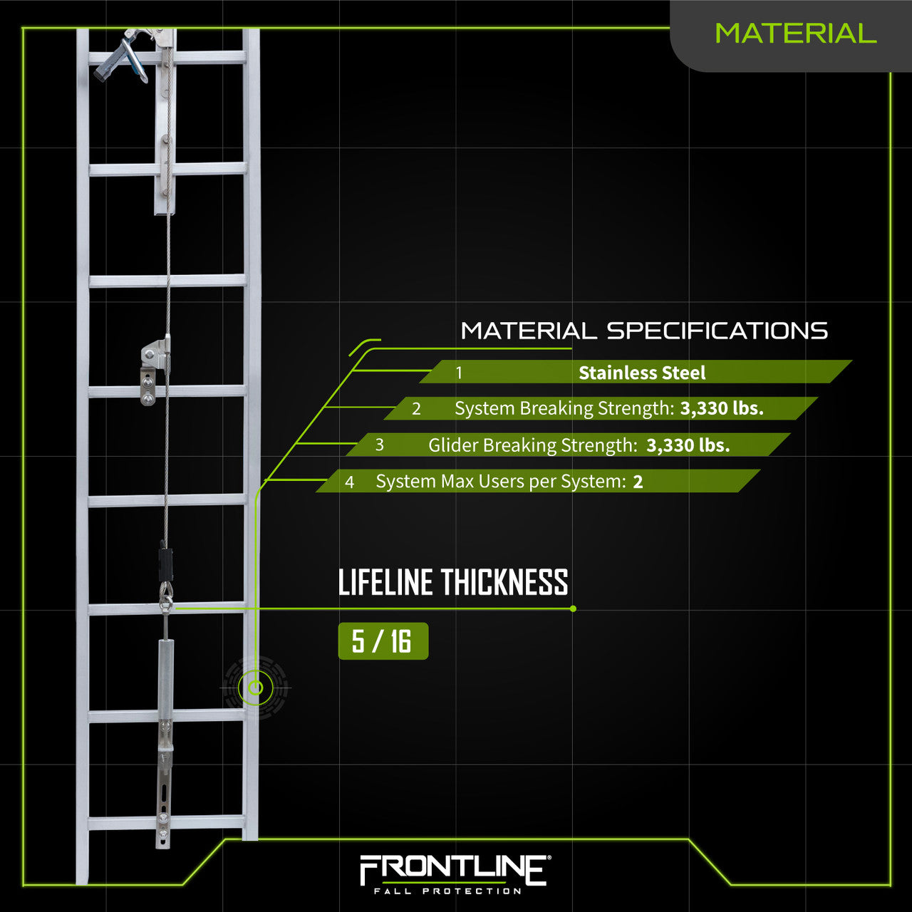 Frontline VLCS Ladder Cable Vertical Lifeline System (Stainless Steel) 30'