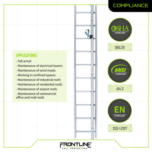 Frontline VLRS Securail Pro Vertical Lifeline System 40'