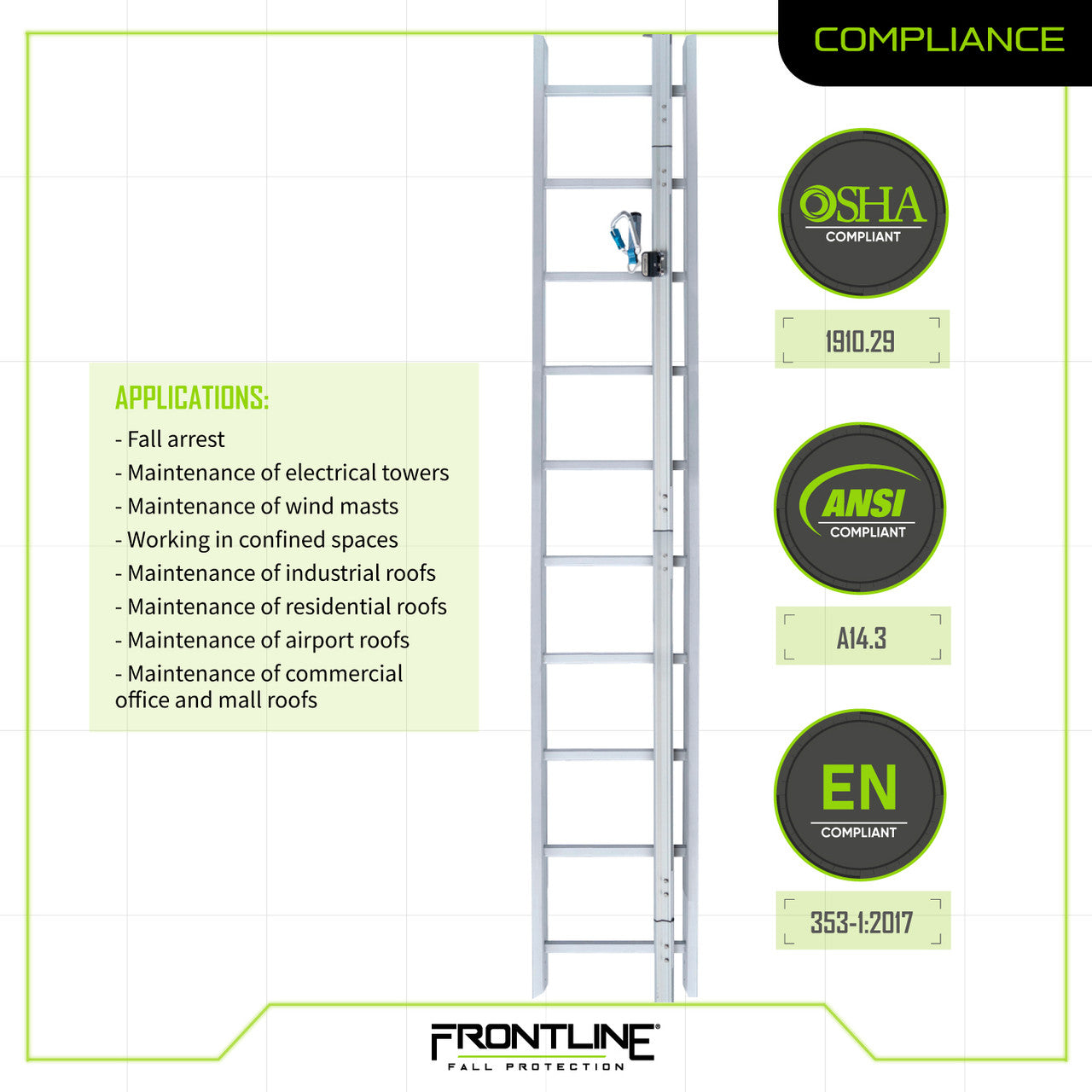 Frontline VLRS Securail Pro Vertical Lifeline System 20'