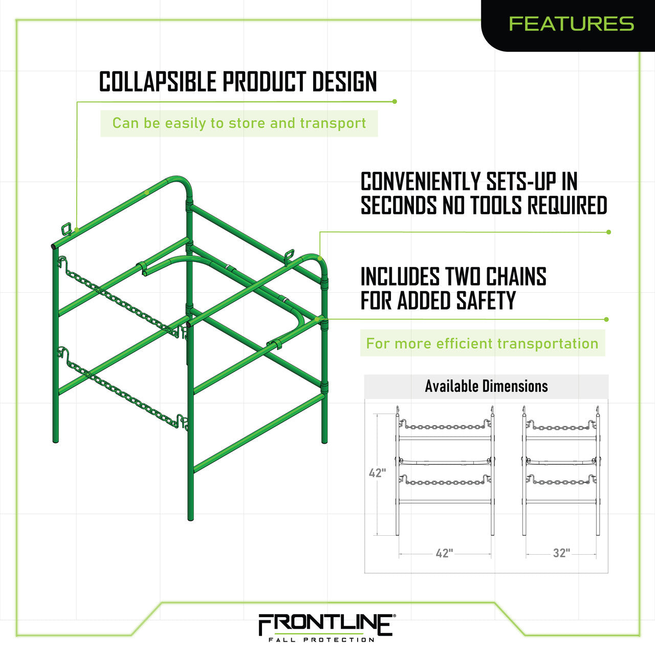 Frontline GUM32YLW Manhole Guardrail 32