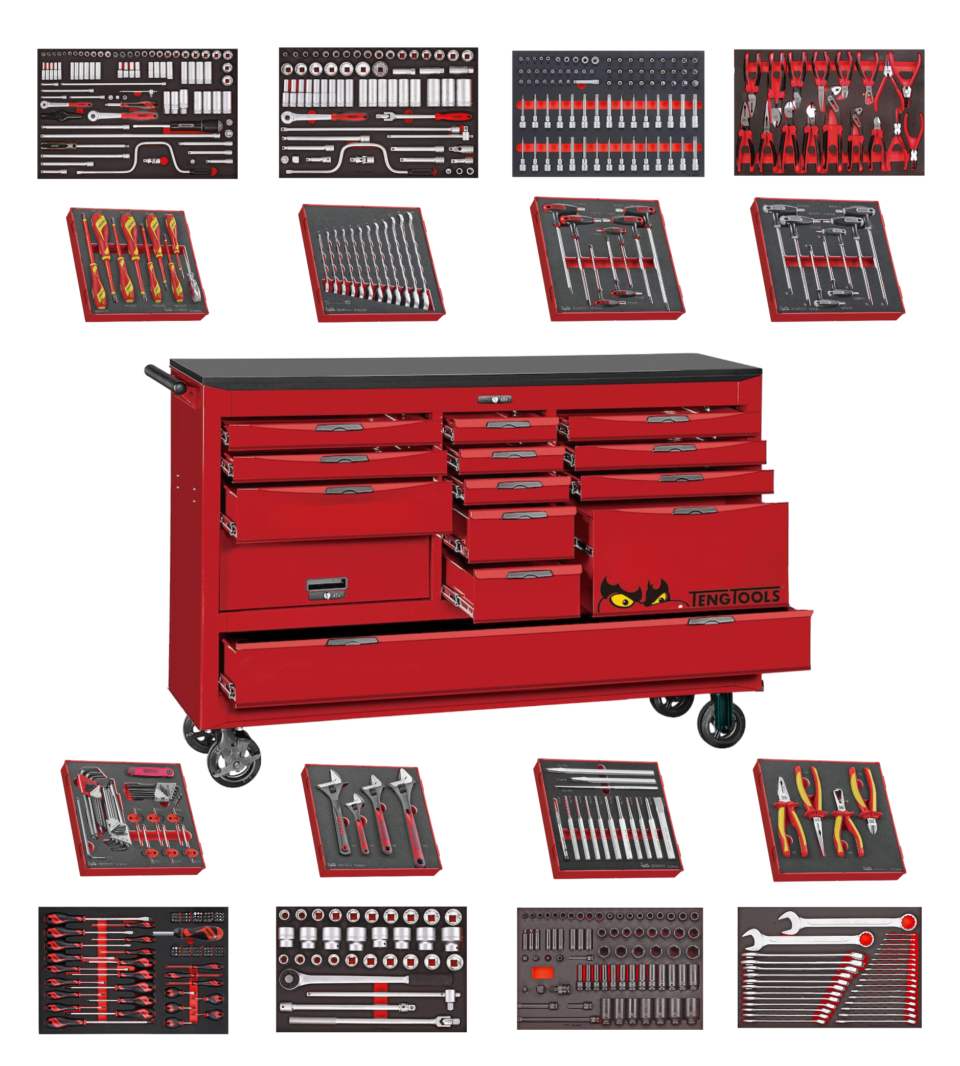 Kit de herramientas de espuma EVA Juggernaut de 608 piezas y 67 pulgadas de ancho de Teng Tools - TCW813UNBK-EVA