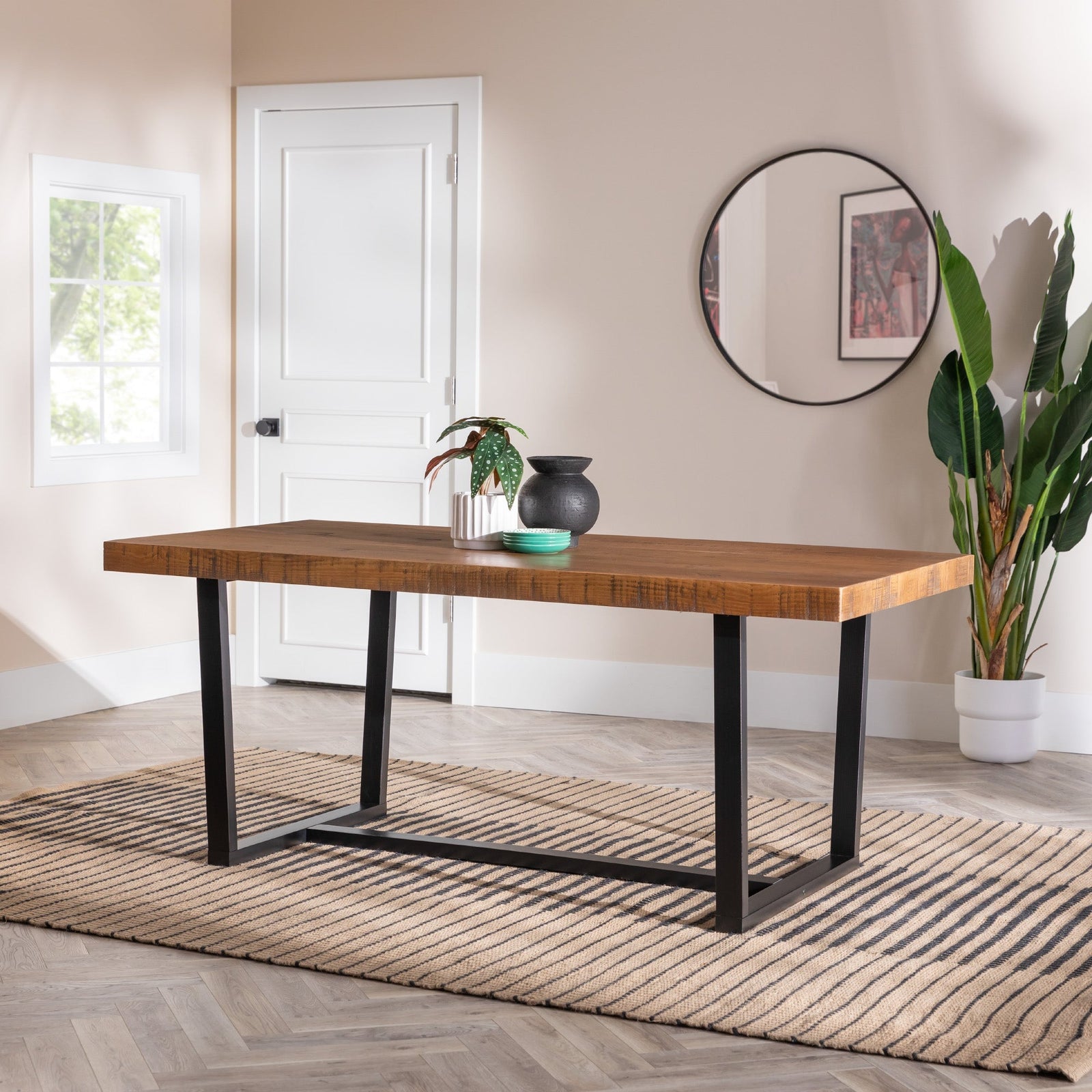 Mesa de comedor de madera envejecida Durango