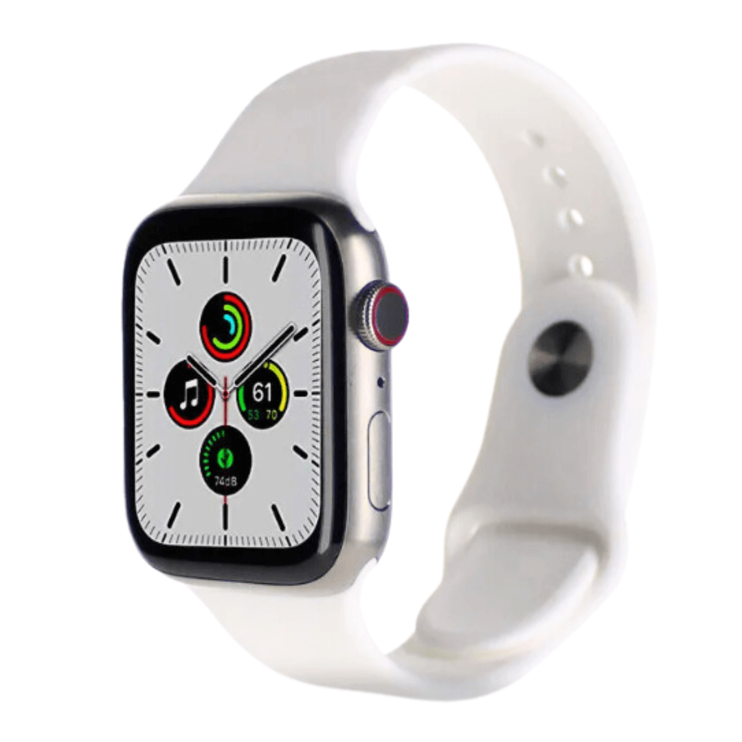 Apple Watch Series 7 (2021) GPS/Cellular A2477  - 45mm Titanium Case -Silicone White Sport band