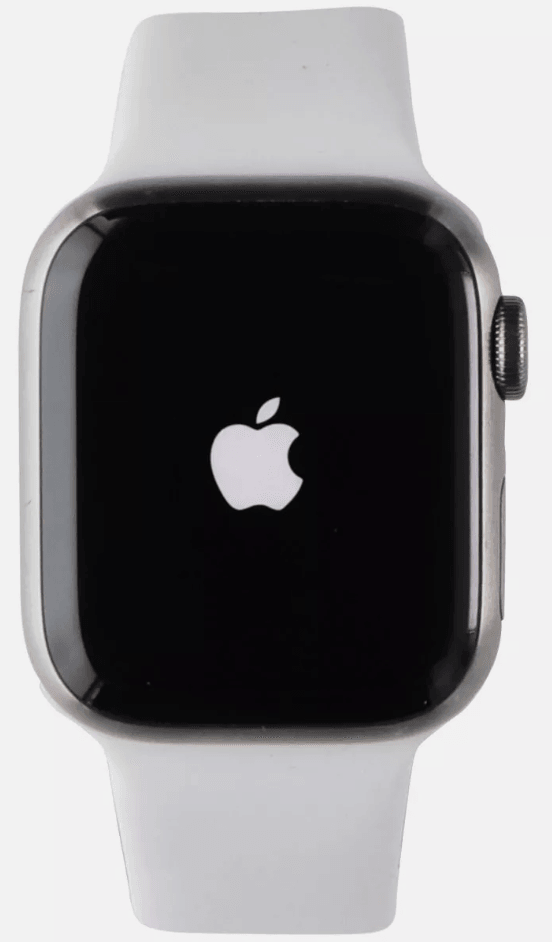 Apple Watch Series 7 (2021) GPS/Cellular A2477  - 45mm Titanium Case -Silicone White Sport band