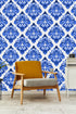 Voguish Blue Monogram Wallpaper