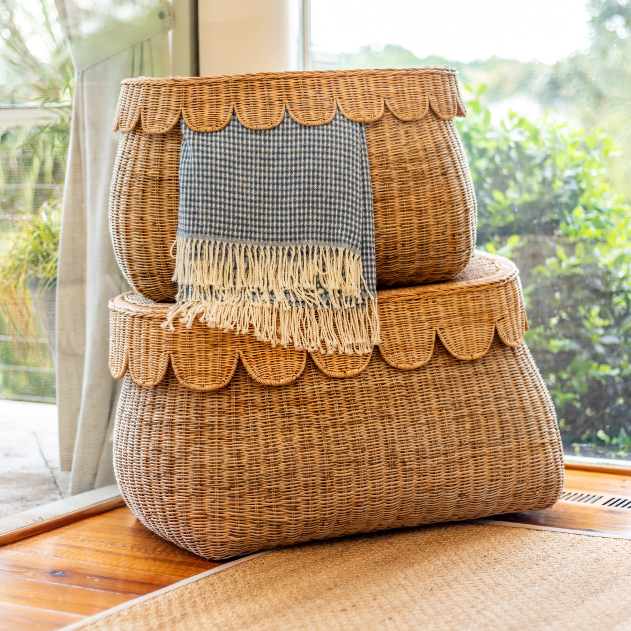 Scalloped Rattan Basket - Medium - Pre-Sale