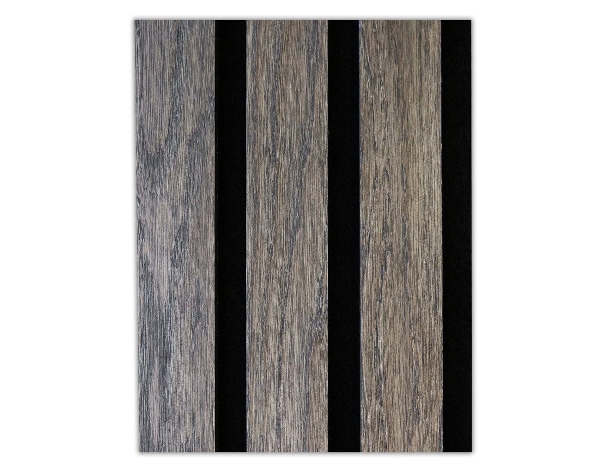 Paneles de pared de madera con amortiguación acústica de Theory Acoustic de 11/16 pulg. x 6,42 pulg. x 46 pulg. - Roble Largo gris (16,6 pies cuadrados)