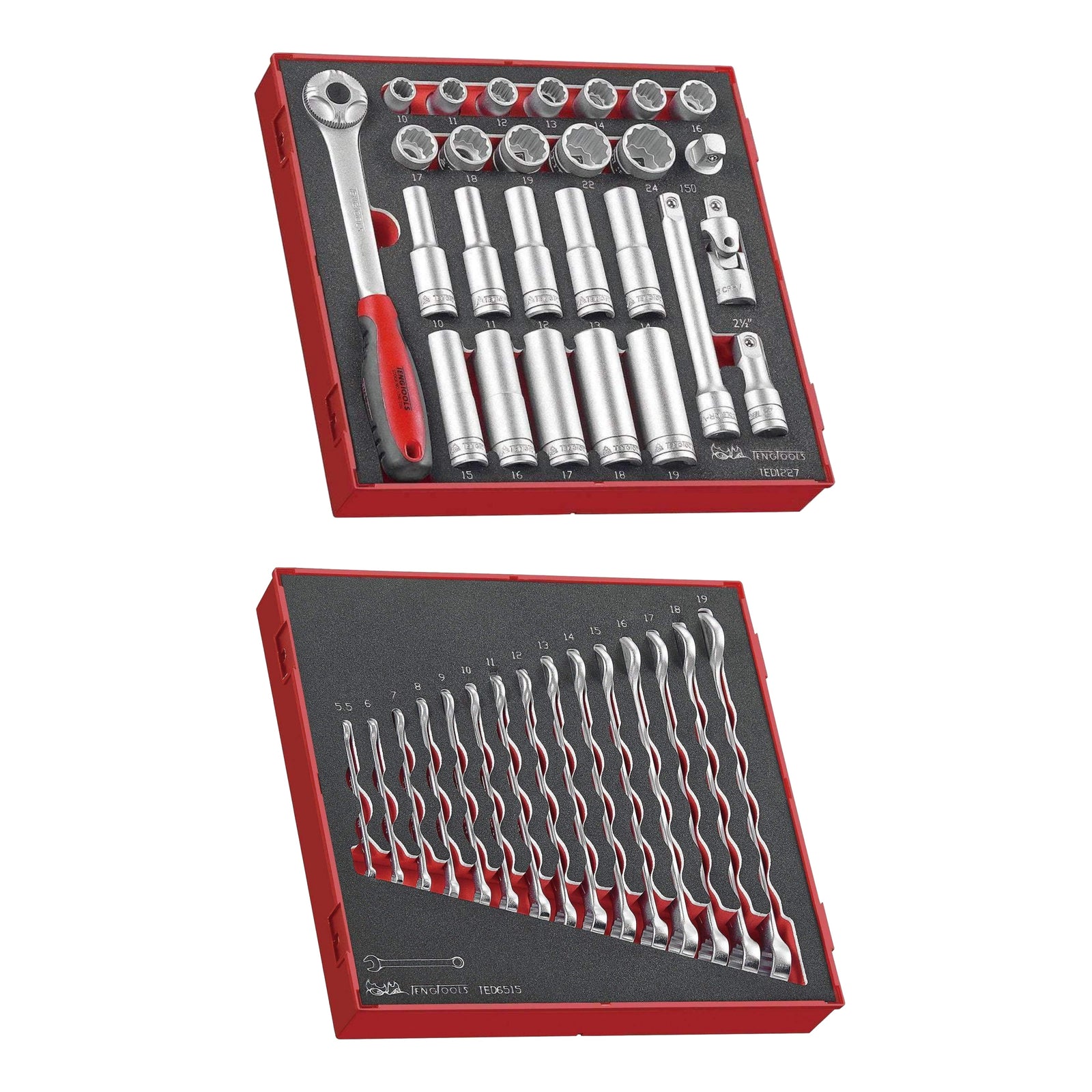 Teng Tools 183 Piece Complete Mixed EVA Foam Service Tool Kit With Black USA Tool Box - TC806NBK-USA2