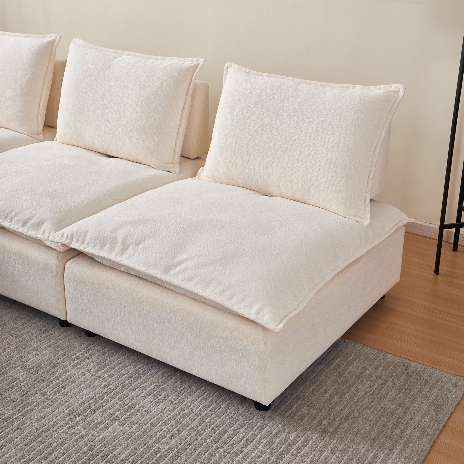 Walker Edison | Modern Modular Cloud Armless Sectional Sofa Couch