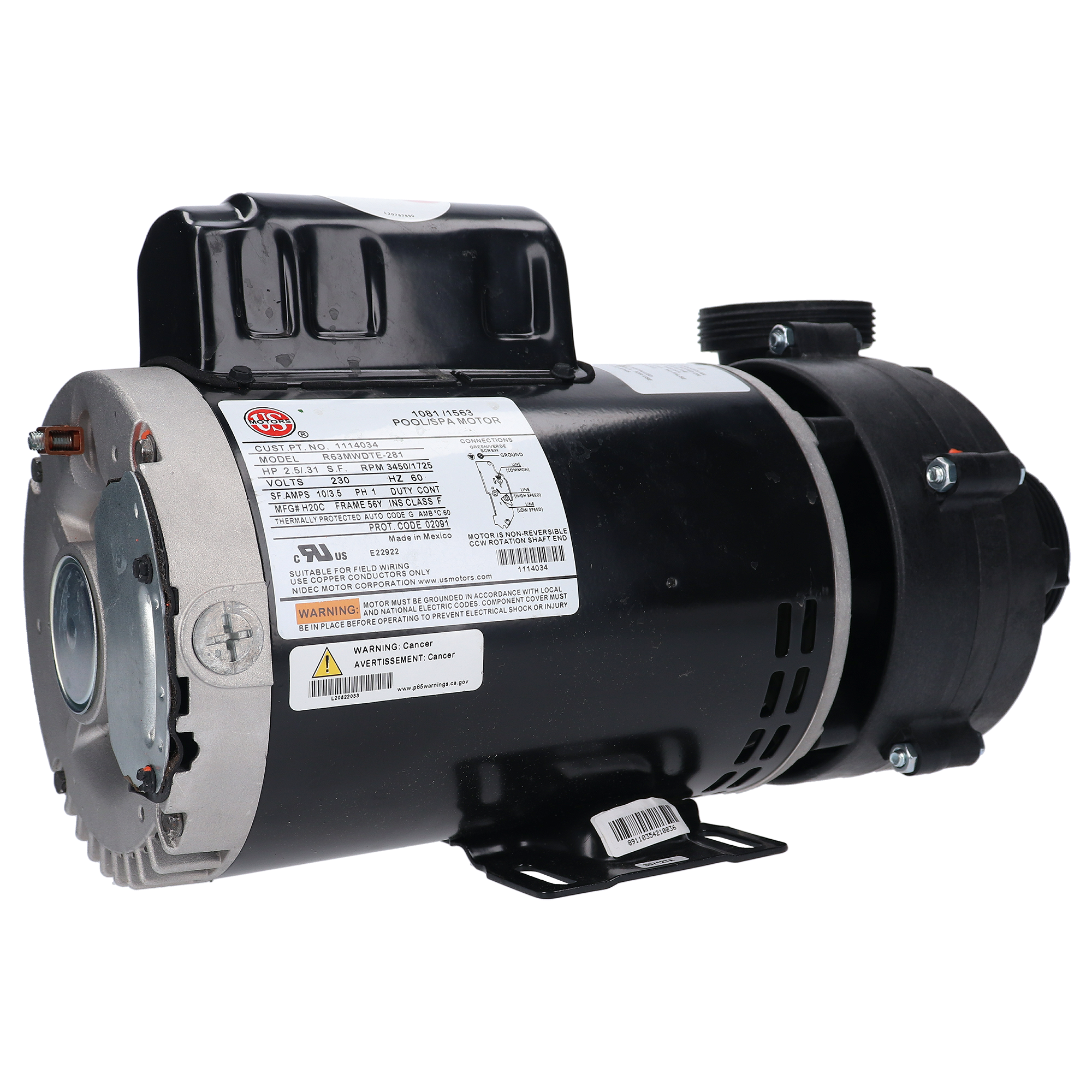 Bomba para spa Balboa 6.0 HPSPL [3 hp] Dura-Jet (Cascade) [56FR] [10/3,5 A] [230 V] [2 velocidades] (DJAHB-0155M)