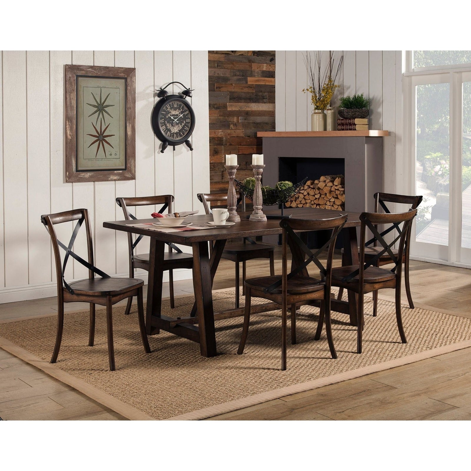 Arendal Trestle Dining Table, Burnished Dark Oak