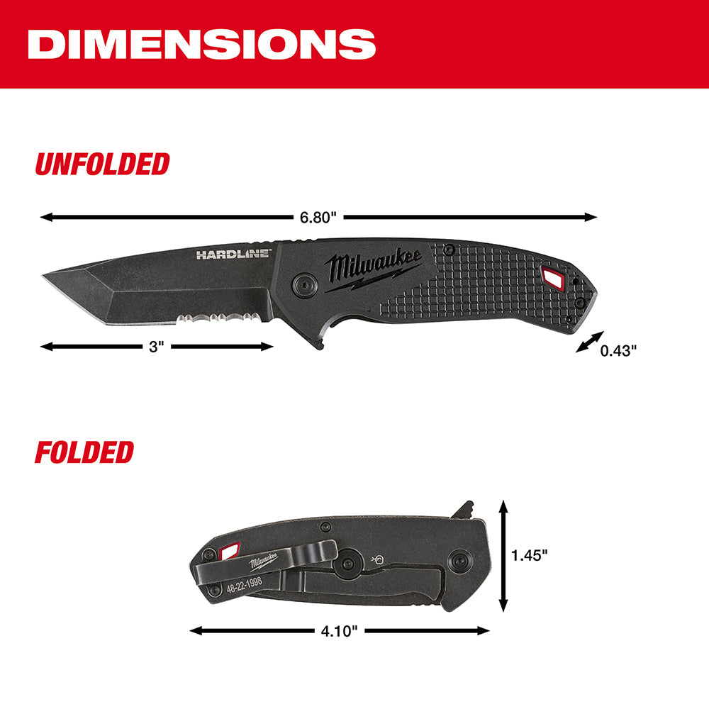 Milwaukee 48-22-1998 3 in. HARDLINE™ Serrated Tanto Blade Pocket Knife