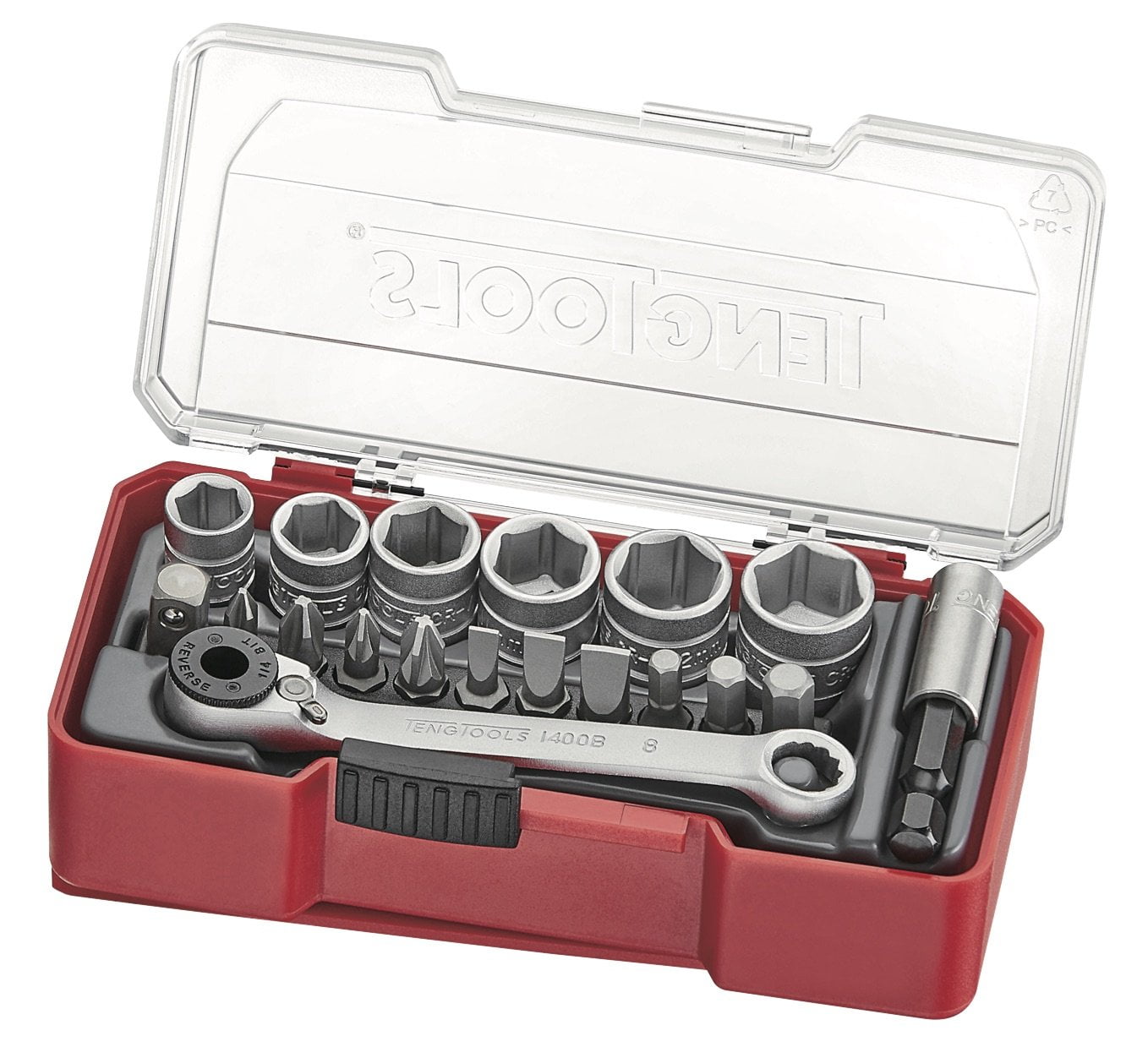 Teng Tools 19 Piece 1/4 Inch Drive Metric 6 Point Shallow Socket & Bit Set (8MM to 13MM) - TJ1419