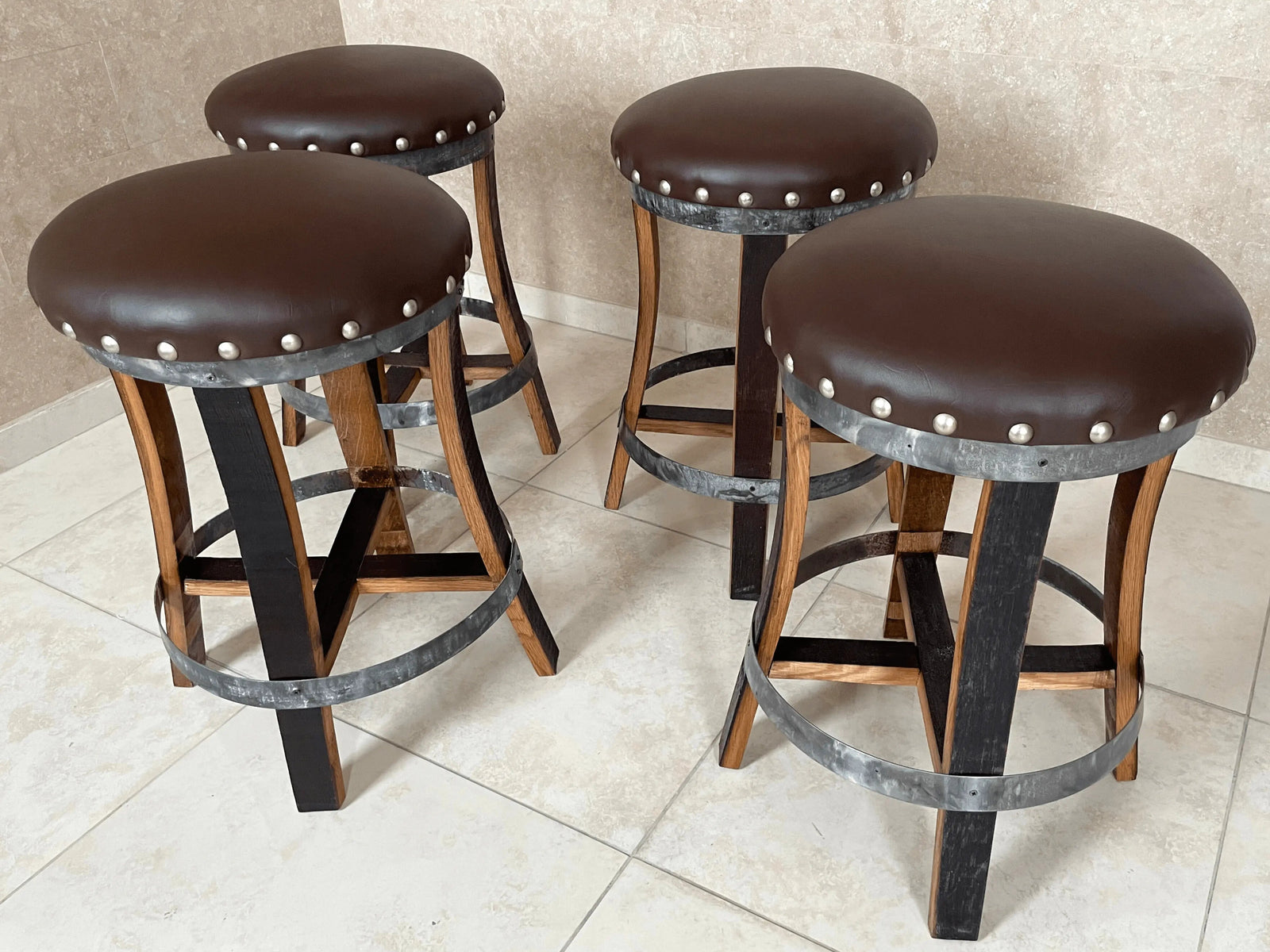 Barrel Stave Bar Stool Brown (January Preorder)