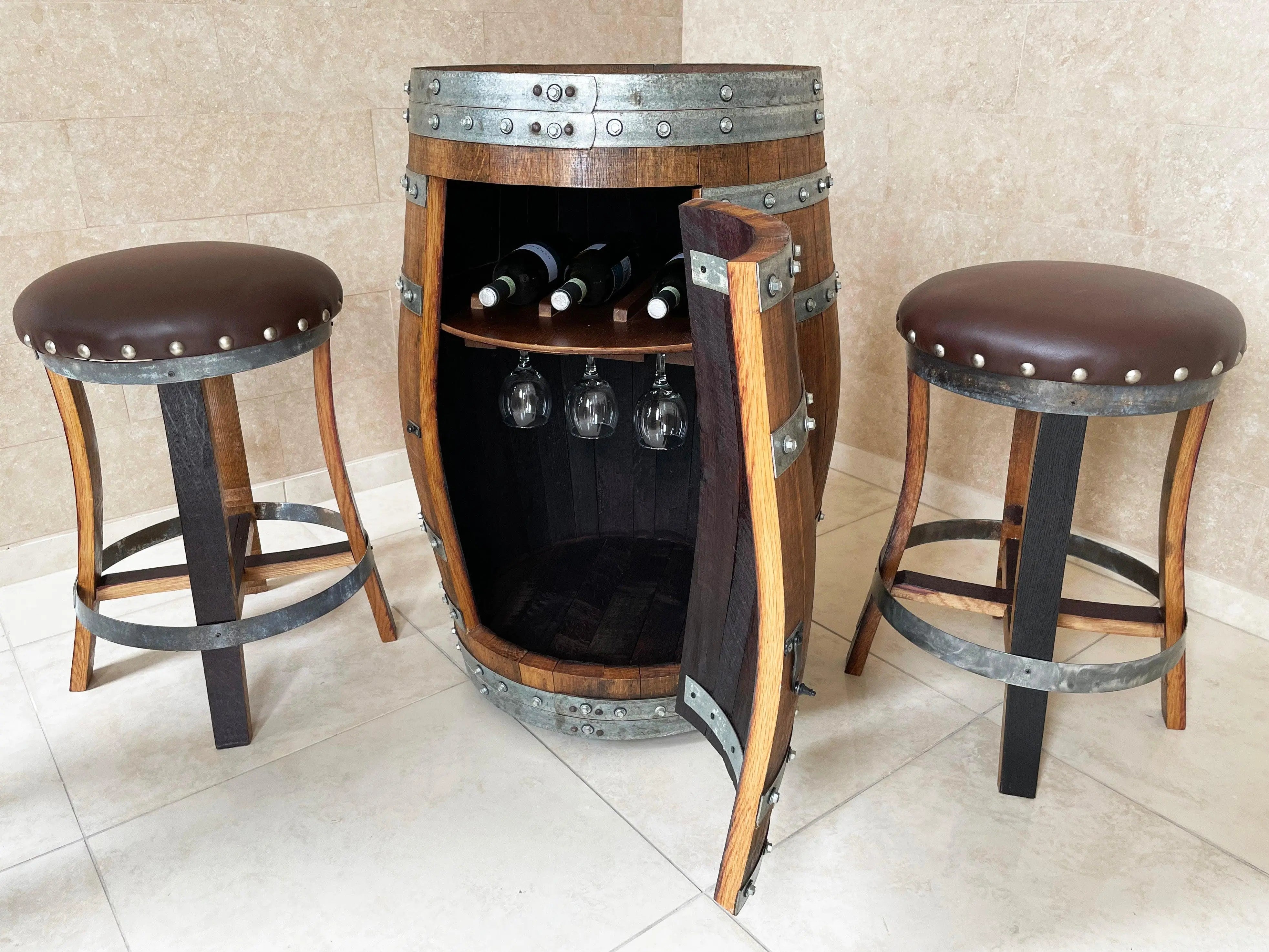 Barrel Stave Bar Stool Brown (January Preorder)